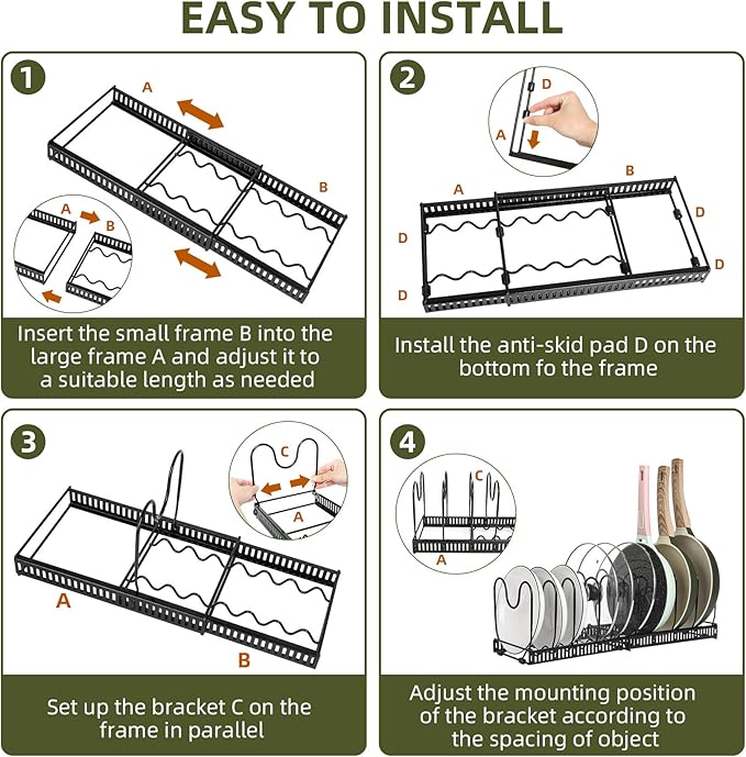 ROOHUA Pot Rack -Expandable Pan Organizer - Image 7