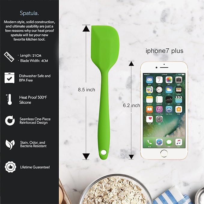 Silicone Spatulas, 8.5 inch Small Rubber Spatula Seamless One Piece Design Heat - Image 6