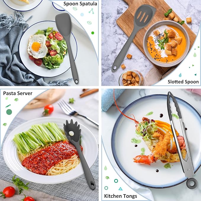 Silicone Kitchen Utensils Set, 16-Piece Silicone Cooking Utensils by Deedro - Image 3