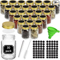 CycleMore 30 Pack 4oz Glass Mason Spice Jars, Round Spice Containers by CycleMore