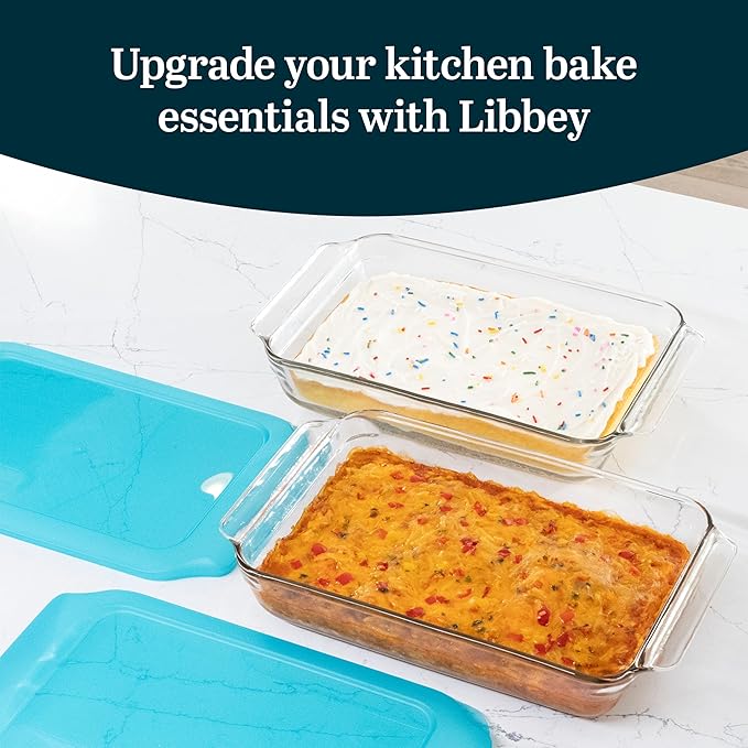 Libbey Baker’s Premium 2 Piece Glass Baking Dish Set, Stackable Casserole Dish - Image 2