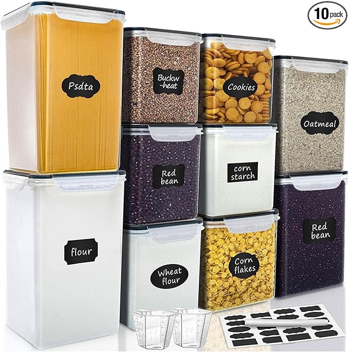 VERONES Large Tall Airtight Food Storage Containers, 10 PACK Plastic Airtight by VERONES