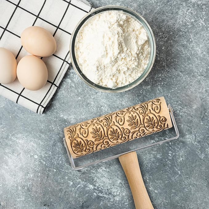 Mrs. Anderson’s Baking Mini Embossing Rolling Pin, Floral Scroll Design - Image 6
