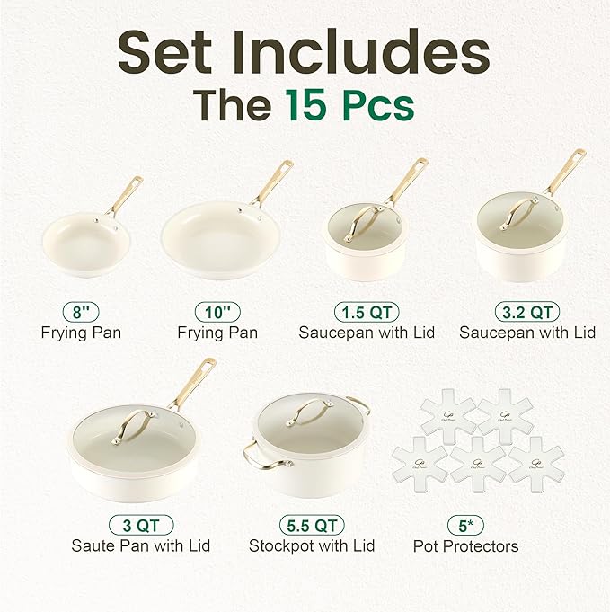 Chef Power Ceramic Cookware Sets, Cookware Set - Image 2