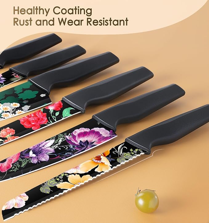 Astercook Knife Set, 12-Piece Flower Kitchen Knives Sets - Image 5