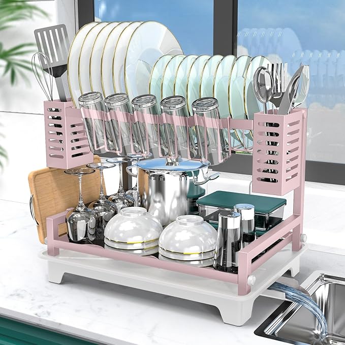 B-Land Dish Drying Rack, 2 Tier Dish Racks by B-Land