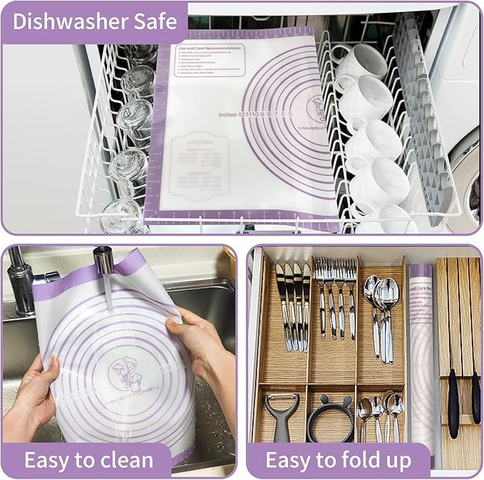 Silicone Pastrty Mat for Dough Rolling, Extra Thick Silicone Baking Mat - Image 6