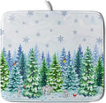 Watercolor Winter Dish Drying Pad Forest Kitchen Mat by Giwawa