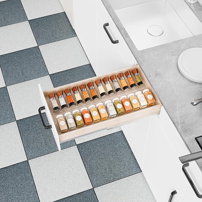 Yieach 4 Pack Adjustable In Drawer Spice Organizer - Image 8