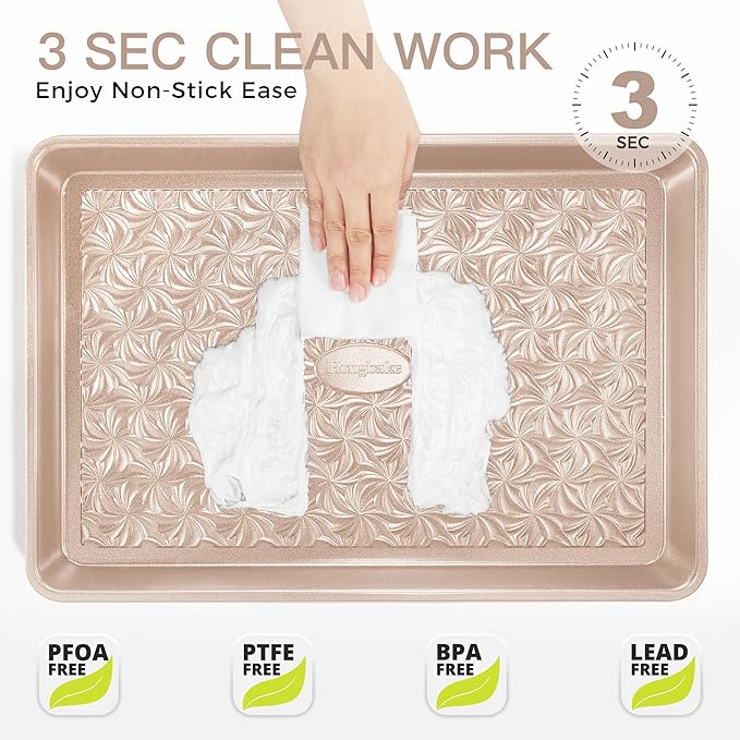 HONGBAKE Nonstick Baking Sheet Pan Set of 3, Cookie Sheets - Image 6
