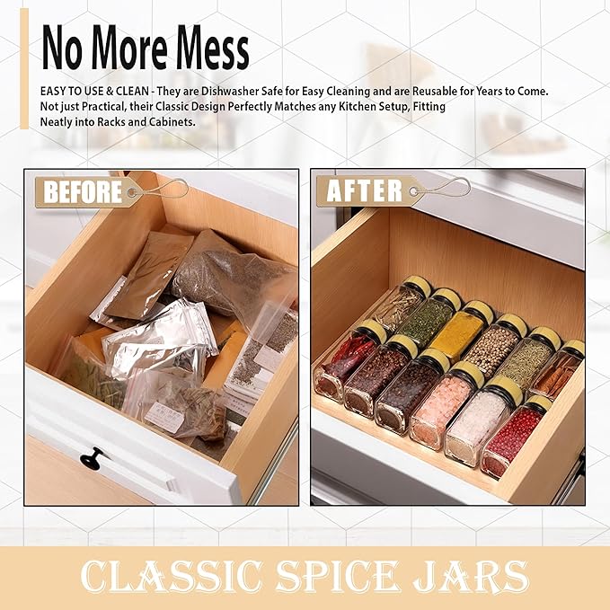 Glass Spice Jars with Bamboo Airtight Lids - Image 2