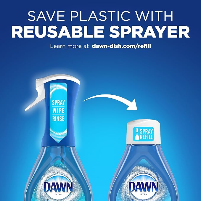 Dawn Powerwash Spray, Dish Soap, Dishwashing Liquid, Fresh, 1 Starter Kit + 3 Refills, 4x16 Fl Oz