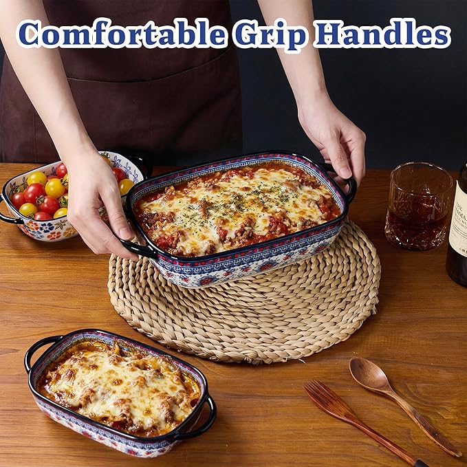 Ceramic Casserole Dishes for Oven, Hand-painted Polish Pottery Baking Dish Set - Image 3