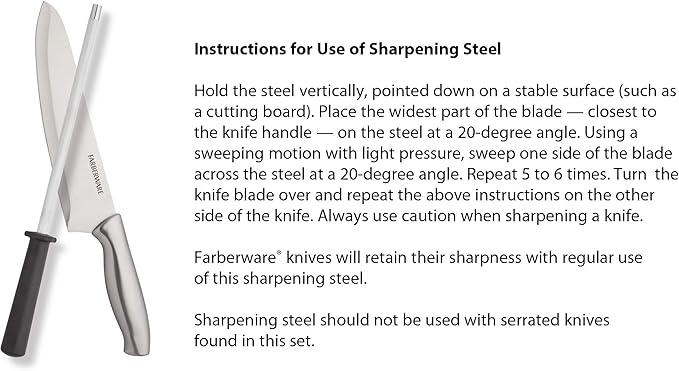 Farberware 15-Piece Stamped Stainless Steel Knife Block Set, High-Carbon - Image 8
