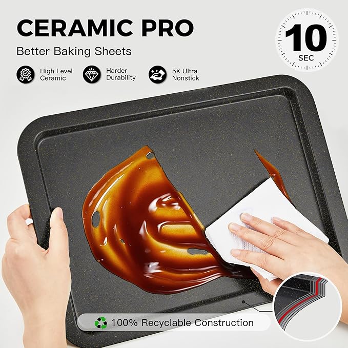 HONGBAKE Ceramic Baking Sheet Pan Set, Cookie Sheet - Image 6