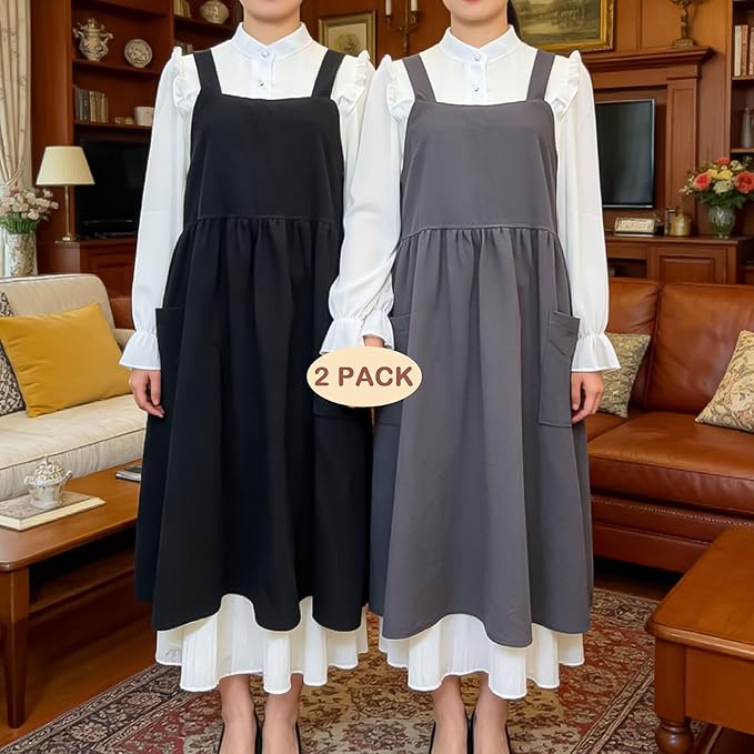 Uaussi Cotton Linen Apron Cross Back Work Apron - Image 6