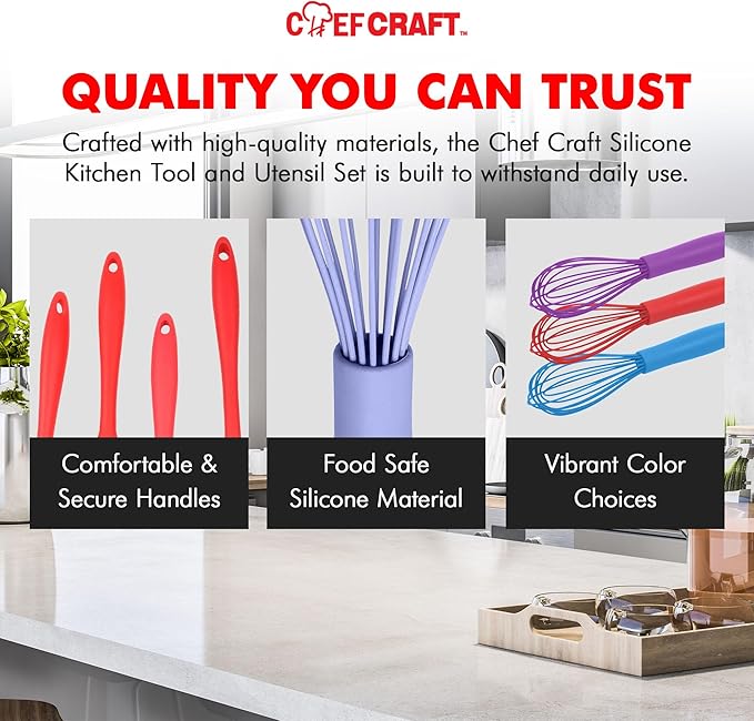 Chef Craft Premium Silicone Wire Cooking Whisk, 10.5 inch, Pastel Blue - Image 6