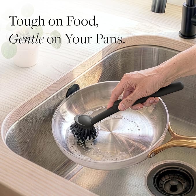Earth & Mango Magnetic Dish Brush & Scraper, Snaps to Sink, Non-Scratch - Image 4