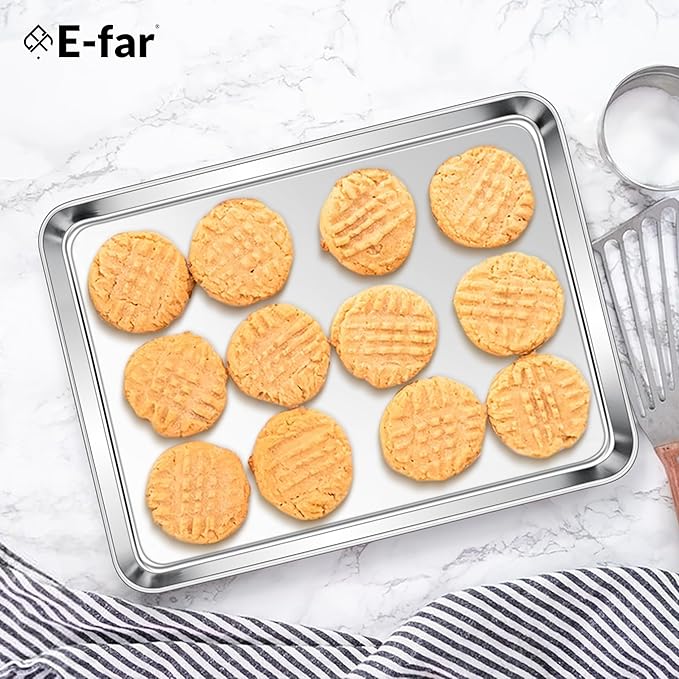 E-far Stainless Steel Baking Sheet, 12.4” x9.7” Baking Cookie Sheet Pan - Image 7