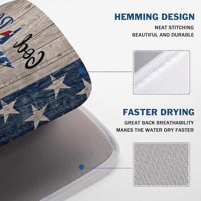Kawani 4th of July Dish Drying Mat 18x24 Inch Patriotic God Bless America - Image 4