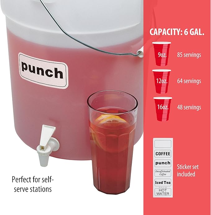 Cambro DSPR6148 SIX-GALLON BEVERAGE DISPENSER, 22 Quart Case of 1 - Image 4