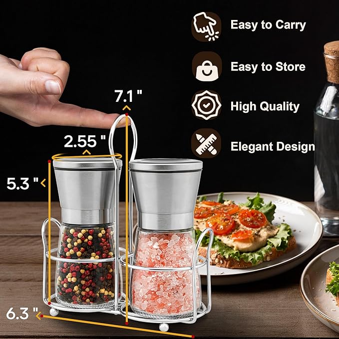 Stainless Steel Salt and Pepper Grinder Set - Image 4