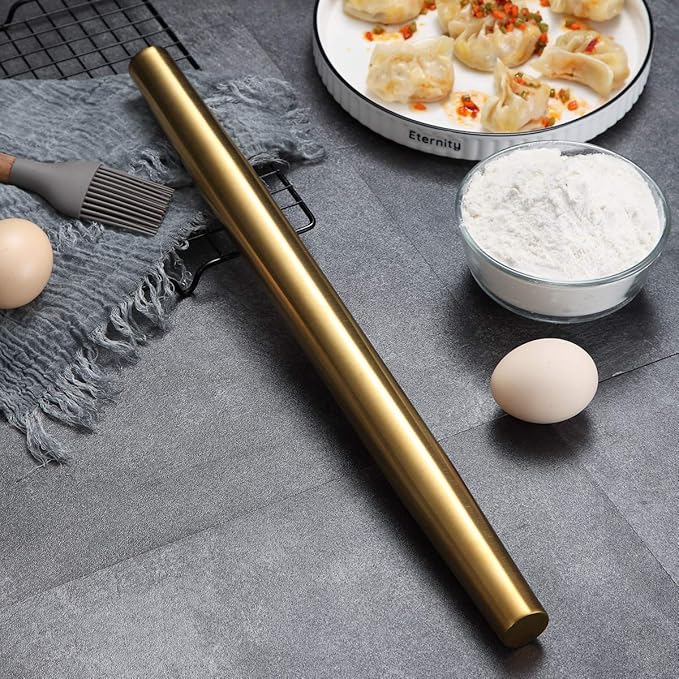 Berglander Gold Rolling Pin, 16.7 Inches Stainless Steel Matte Finish - Image 3
