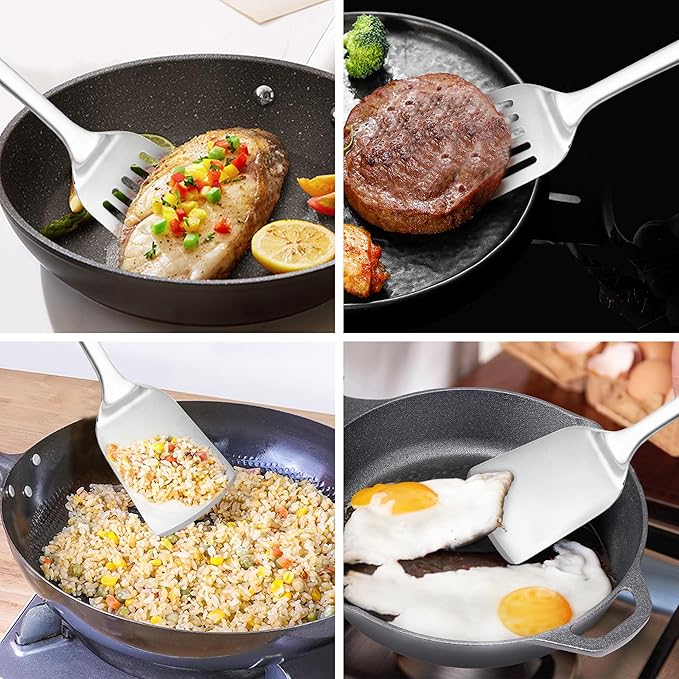 14-in Spatula Set, 18/0 Stianless Steel Heavy Duty Turner & Slotted Spatula - Image 5
