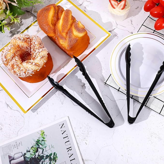 Mwellewm 40 Pcs Plastic Tongs for Serving Bulk 9 Inch Serving Disposable Tongs - Image 5