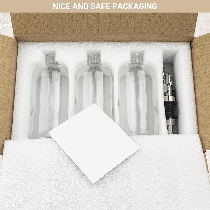 3PCS Oil Dispensers with Labels 16.23oz Kitchen Cooking Glass Bottles - Image 7