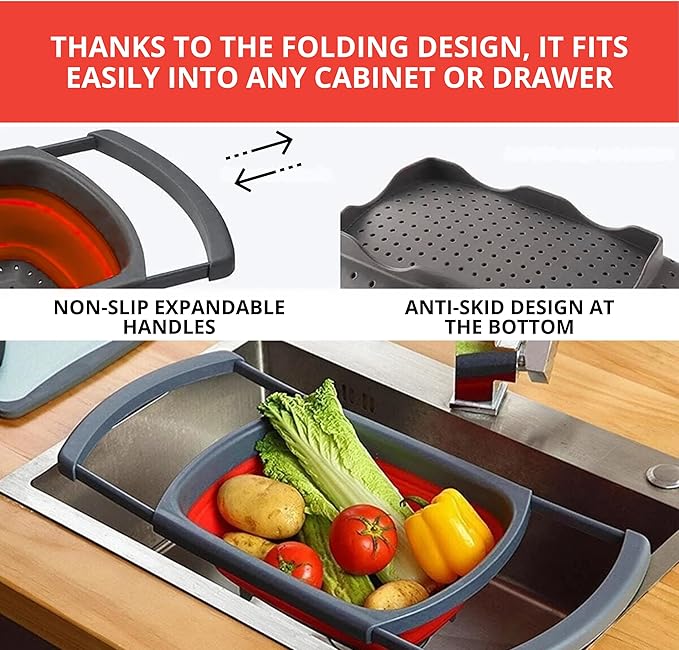 Set of 3 Red Food Strainer for Kitchen - Image 6