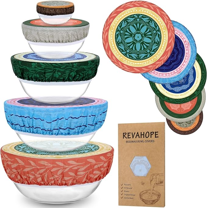 5-Size Reusable Beeswax Bowl Covers by Revahope