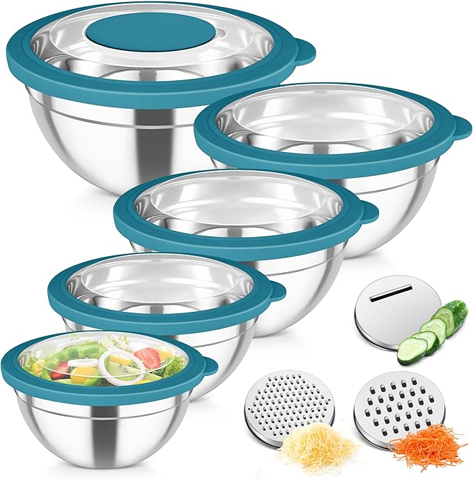 TeamFar Mixing Bowls, Stainless Steel Salad Serving Bowl by TeamFar