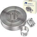 Round Cookie Biscuit Cutter Set 12 Pieces Graduated Circle Pastry Cutters 18/8 by MJINGMEI