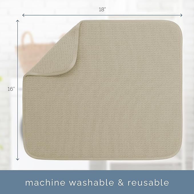 S&T INC. Dish Drying Mat, 16” x 18”, Absorbent Microfiber Kitchen Counter Mat - Image 6