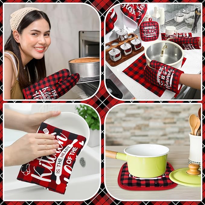 Fourluoo 10 Pcs Farmhouse Kitchen Decor and Accessories Set 4 Kitchen Towels 2 - Image 6