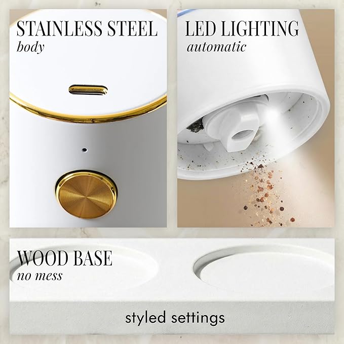 White Electric Salt and Pepper Grinder Set – Automatic Salt and Pepper Grinder - Image 5