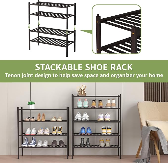 ROMGUAR CRAFT 4 Tier Bamboo Shoe Rack - Image 5