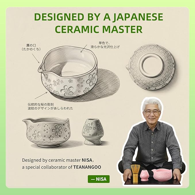 TEANAGOO 7-PCS Pink Matcha Whisk Set - Image 2