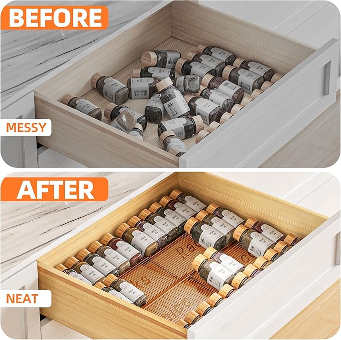 MUDEELA Clear Spice Drawer Organizer, 4 Tier- 2 Set Spice Rack - Image 3