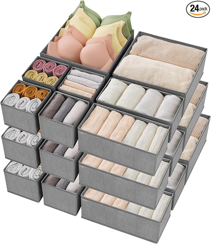 Criusia Drawer Organizer Clothes, 24 Pack Underwear Drawer Organizers, Foldable by Criusia