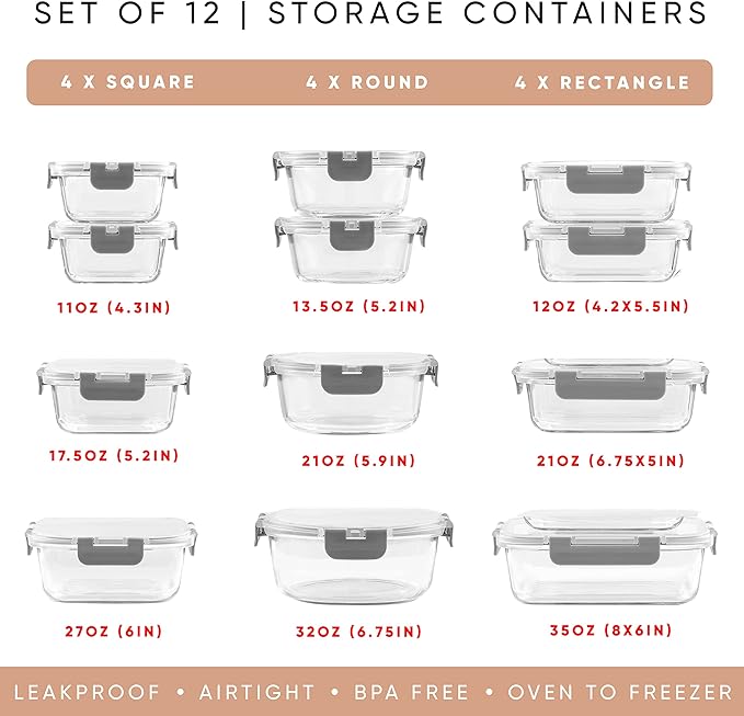 JoyJolt 24pc Borosilicate Glass Storage Containers - Image 2