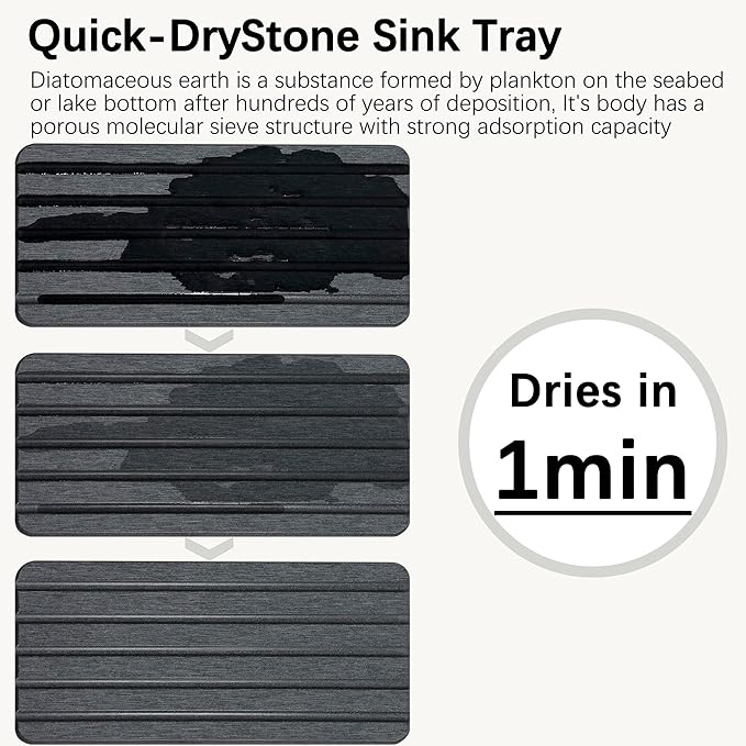 Set of 4 Bathroom Vanity Tray, Quick-Dry Diatomite Kitchen Tray - Image 4