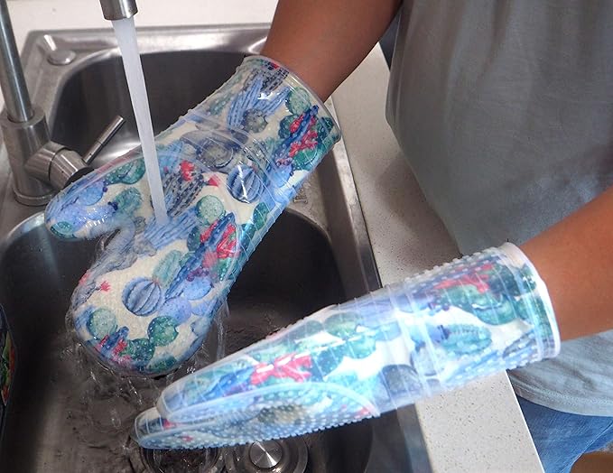 Oven Mitts Set of 2 with Transparent Clear Silicone Shell and Nice Cactus - Image 6
