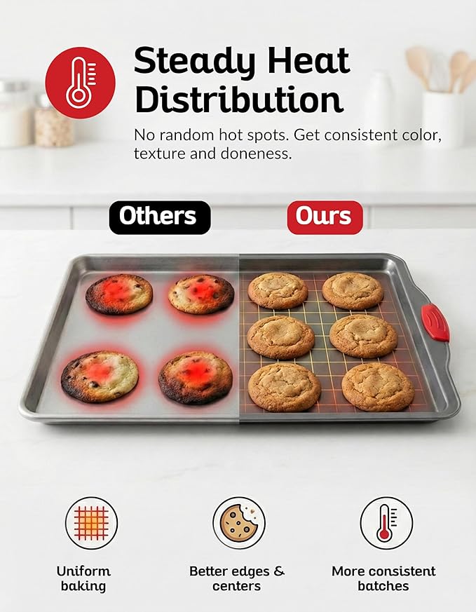 Boxiki Kitchen Nonstick Baking Sheet Pan – Heavy-Gauge Carbon Steel, and - Image 4
