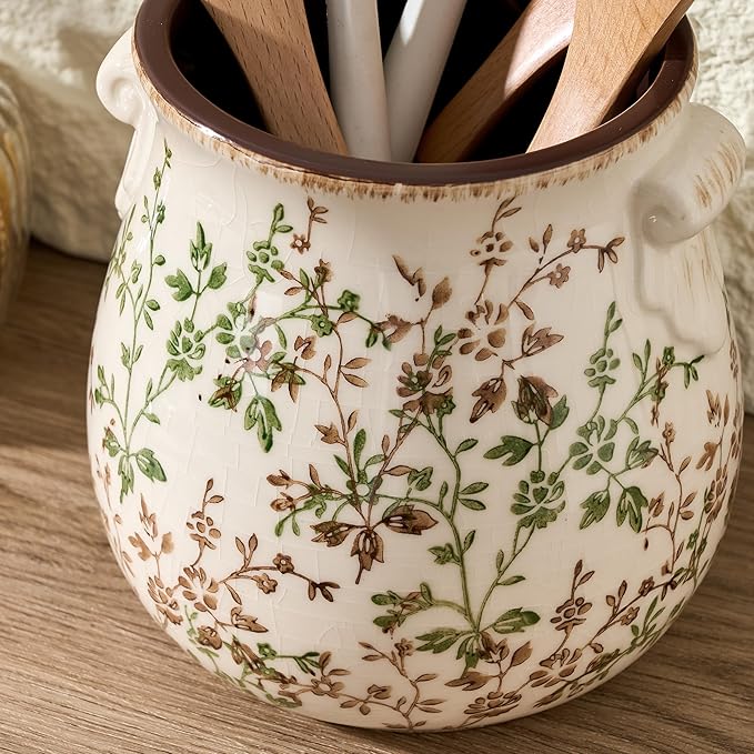 Utensil Holder for Kitchen Counter, Modern Farmhouse Rustic Cooking Utensil - Image 2