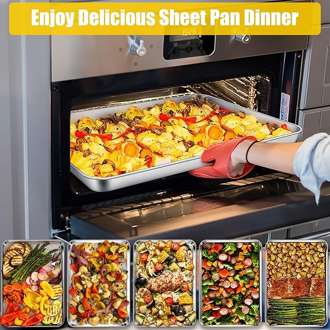 Homikit 1 Pack Baking Sheet, 18 x 13 Inches Stainless Steel Large Cookie Pan - Image 5