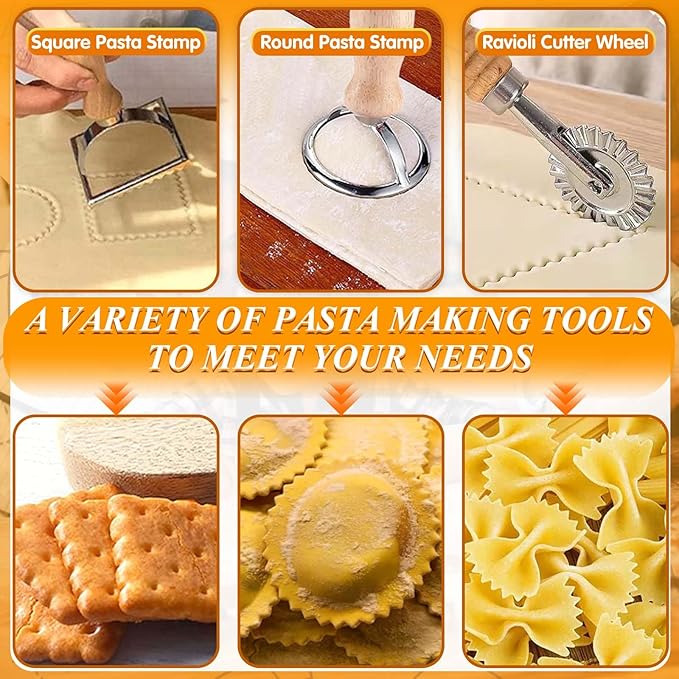 Pasta Making Tools, 10 Piece Wood Pasta Making Kit - Image 4