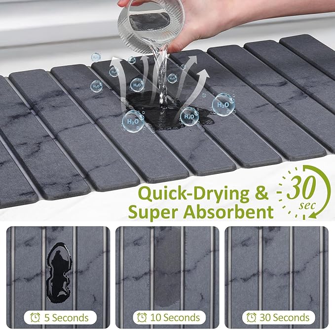 Large Stone Dish Drying Mat for Kitchen Counter, Collapsible Quick Dry Stone - Image 2