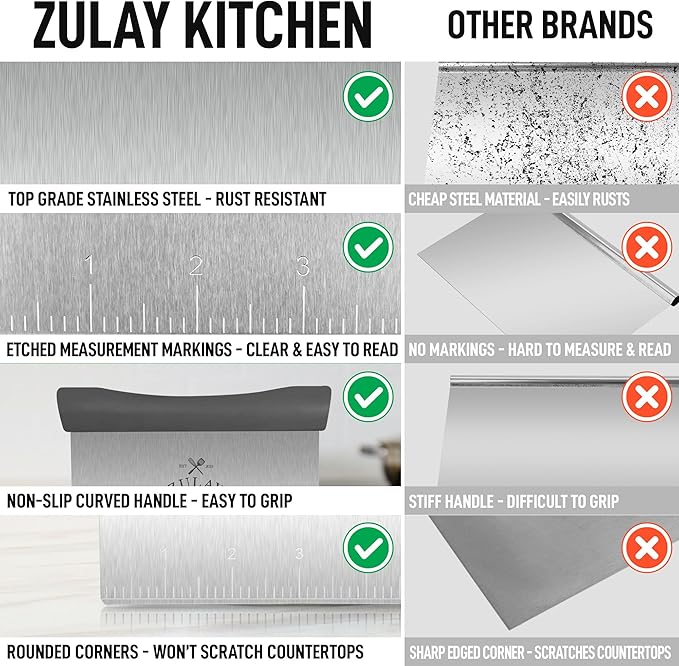 Zulay Premium Multi-purpose Stainless Steel Bench Scraper & Chopper, Quick & - Image 7